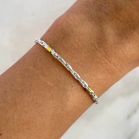 pulsera plata y oro (Cod p281)