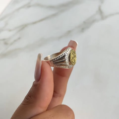 anillo san benito con oro (cod an386) - tienda online