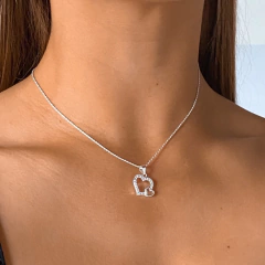 conjunto doble corazon con cubics (cod c235) - comprar online