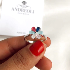 Anillo Flor multicolor cubics engarzados (cod an226) - ANDREOLI JOYERIA 