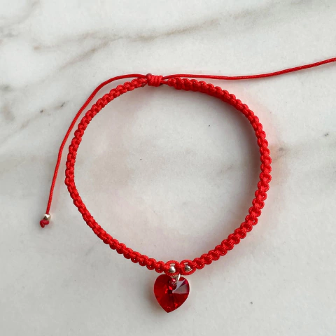 pulsera de hilo rojo regulable con cristal austriaco