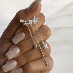 aros pasante estrellas con colgantes (cod ar506)