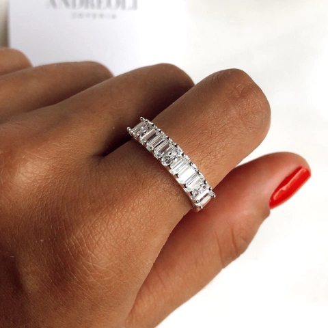 Anillo medio sin fin cubics baguette (cod an225)