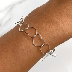 pulsera con eslabones corazon (cod p112) - comprar online