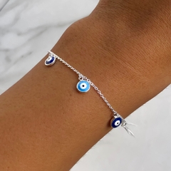 pulsera con dijes ojo turco (cod p082) - comprar online