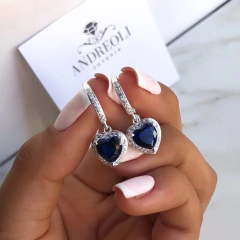 brizura con colgante cubic corazon azul (ar106) - comprar online