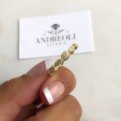 anillo tipo sin fin plata gold (cod an156) - comprar online