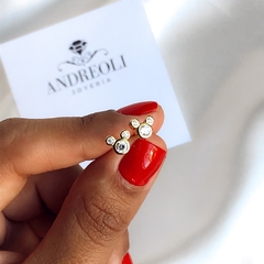 Aros mickey con cubics engarzados de Plata Gold - comprar online