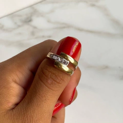 Anillo con cubics plata y oro (cod AN325) en internet