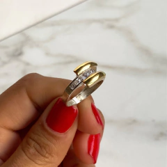 Anillo con cubics plata y oro (cod AN325) - comprar online