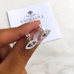 aros pasante con colgante ojo turco y cubics (cod ar169) - comprar online