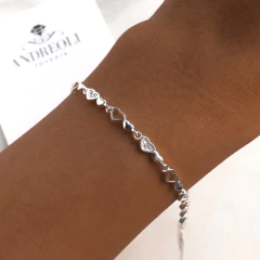 pulsera eslabon corazon calado y con cubics (cod p031)