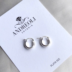 Argollitas media caña Diám 1.3 cm de Plata 925 (cod ag106) - ANDREOLI JOYERIA 