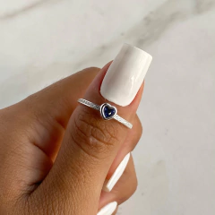 anillo centro corazon con cubic azul (cod an404) - comprar online