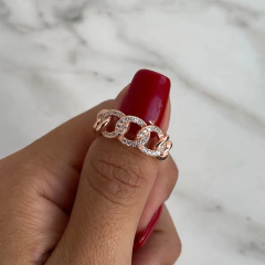 anillo cadena con cubics regulable de plata rose (cod an343) - comprar online