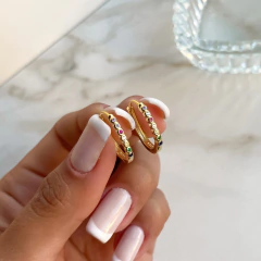 argollas con cubics multicolor de plata gold (cod ar430) - comprar online