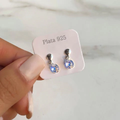 Aros Pasante Con Cristales De Austria Circular aurora boreal (cod ar356)