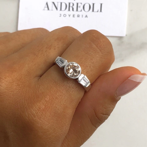 anillo centro cubic naranja pastel (cod an178)