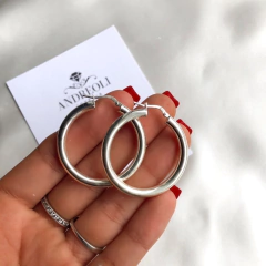 5Argollas de Caño liso Diam 3.6 cm de Plata 925 (cod ar161)