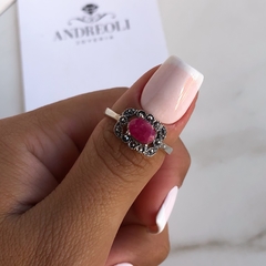 anillo con piedra raiz de rubi engarzada (cod an247) - comprar online