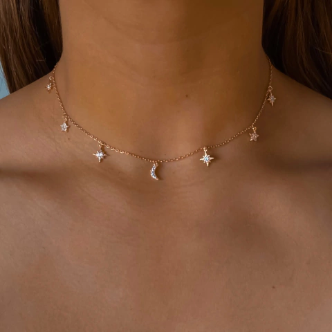 conjunto multidijes estrellas y luna con cubics de plata rose (cod c266)