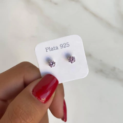 aros pasante con cubic rosa (cod ar412) - comprar online