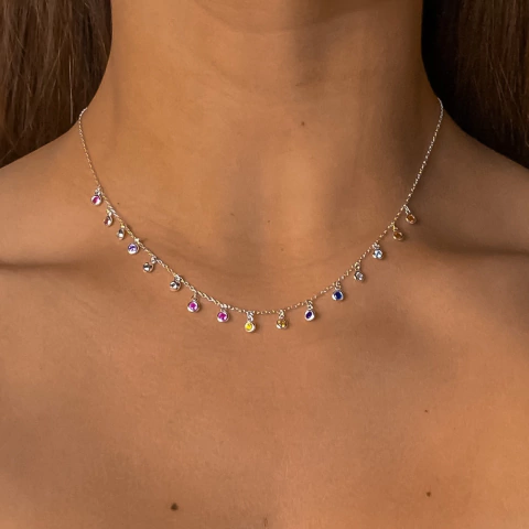 conjunto con dijes cubics multicolor (cod c256)