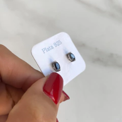 aros pasante con cubic negro (cod ar410)