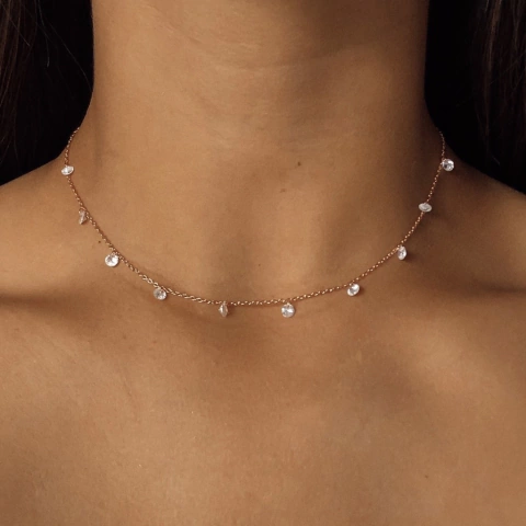 Conjunto cristales colgantes blancos de Plata Rose (cod c325)