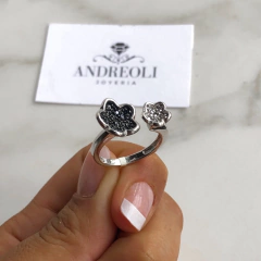 Anillo Flor Blanca y Negra (Cod an100) - comprar online
