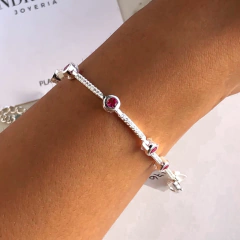 pulsera con cubics rosas y blancos (cod p060) - comprar online