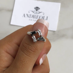 anillo con cubics blanco y negro (cod an170)