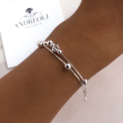 pulsera doble con flores y bolitas (cod p012) en internet