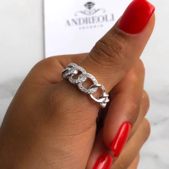 Anillo tipo cadena con cubics regulable (cod an235) en internet