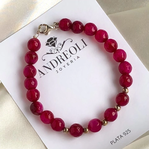 Pulsera de Agata teñida y bolitas de Plata