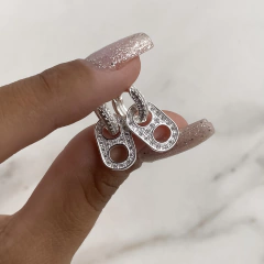 argollas con dije chapita con cubics desmontable (cod ar495) - comprar online