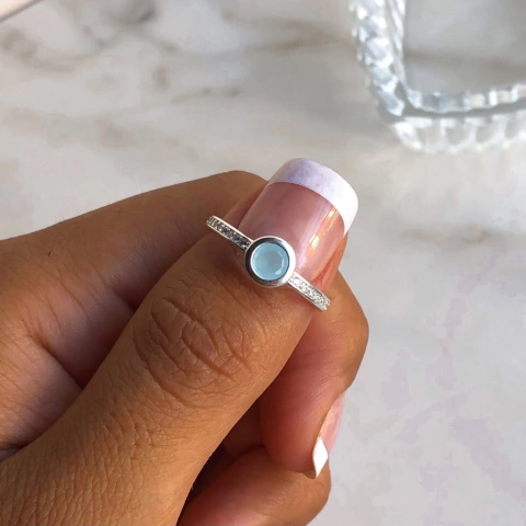 anillo medio sin fin con centro cubic celeste (cod an203)