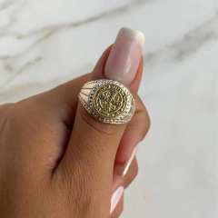 anillo san benito con oro (cod an386) - comprar online