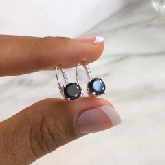 aros brizura con cubic negro y blancos (cod ar338) - comprar online