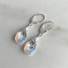 aros brisura con colgante cristal austriacos (cod ar475)