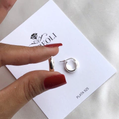 Argollitas media caña Diám 1.3 cm de Plata 925 (cod ag106) - comprar online