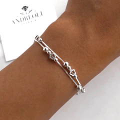 pulsera doble con flores y bolitas (cod p012)