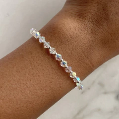 pulsera cristales aurora boreal con bolitas de plata (cod p41) en internet