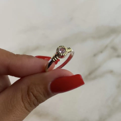 anillo bulgari con cubic rosa de plata y oro (cod an437) - ANDREOLI JOYERIA 