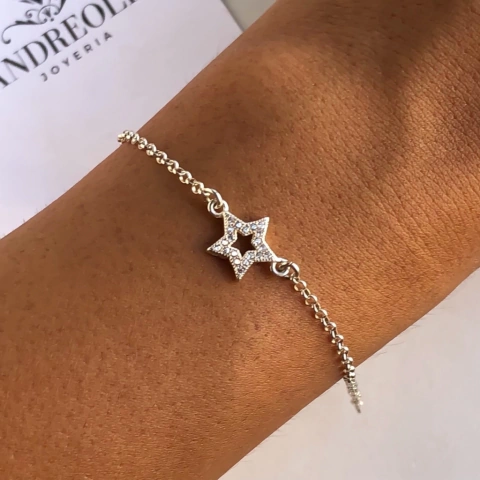 pulsera centro estrella con cubics (cod p046)
