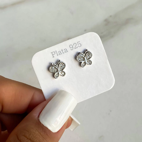 Aros pasante mariposa con cubics (cod ar489)