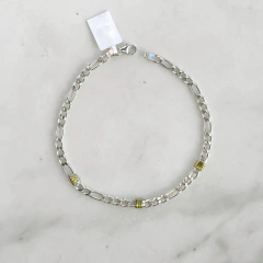pulsera figaro plata y oro (cod p280) - comprar online