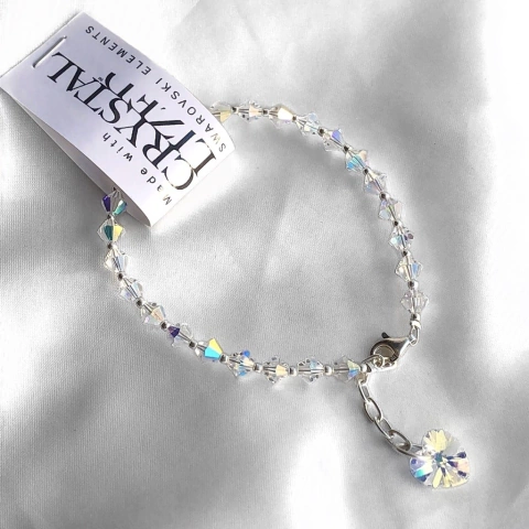 Pulsera Cristales de Austria (Sw) Aurora Boreal y Plata 925