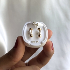 Abridores Bolita Grande de Oro 18k con tic laminado 
