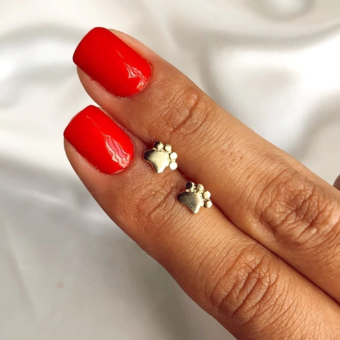 Aros huellita de Plata gold (cod ar142)